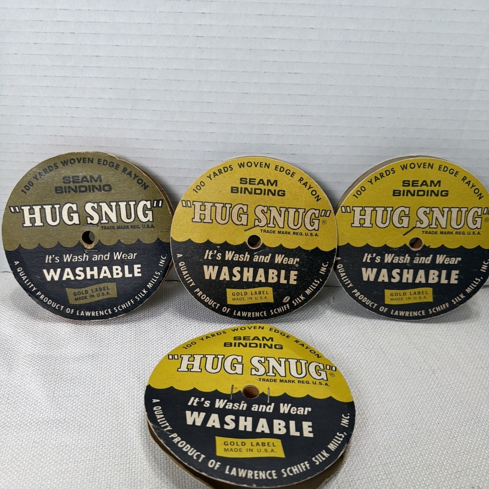 Lot of 4 random mix colors of hug snug vtg rayon seam binding ribbon (Partial)